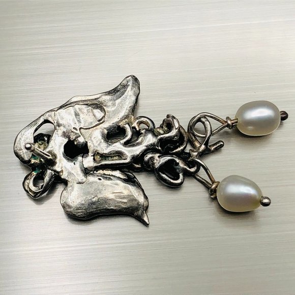 Artisan Sterling Silver Pearl Earrings & Cluster Pearl Ring Size 5 - 18.2 Grams - Picture 3 of 16